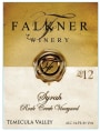Falkner Winery Rock Creek Vineyard Syrah 2012 Front Label
