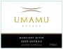 Umamu Estate Shiraz 2005 Front Label