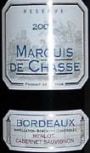 Marquis de Chasse Bordeaux Rouge 1999 Front Label