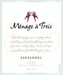 Menage a Trois Zinfandel 2015 Front Label