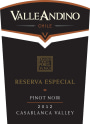 Valle Andino Reserva Especial Pinot Noir 2012 Front Label