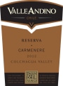 Valle Andino Reserva Carmenere 2012 Front Label