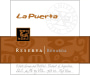 Valle de la Puerta La Puerta Reserva Bonarda 2009 Front Label