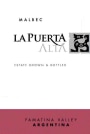 Valle de la Puerta La Puerta Alta Malbec 2012 Front Label
