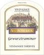 Vignoble Andre Scherer Alsace Vendanges Tardives Gewurztraminer 2009 Front Label