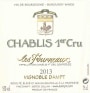 Vignoble Dampt Freres Chablis Les Fourneaux Premier Cru 2013 Front Label