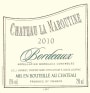 Vignobles Darriet Bordeaux Chateau La Maroutine Blanc 2010 Front Label