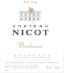 Vignobles Dubourg Bordeaux Chateau Nicot 2009 Front Label