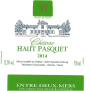 Vignobles Dubourg Bordeaux Chateau Haut Pasquet Blanc 2014 Front Label