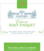Vignobles Dubourg Bordeaux Chateau Haut Pasquet Blanc 2015 Front Label