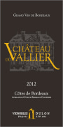 Vignobles Dulon Cotes de Bordeaux Chateau du Vallier Premiers 2012 Front Label