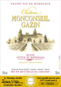 Chateau Monconseil Gazin Blaye Cotes de Bordeaux Rouge 2012 Front Label