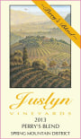 Juslyn Spring Mountain District Perry's Blend 2013 Front Label