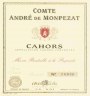 Vinovalie Cahors Les Cotes d'Olt Comte Andre de Monpezat 2009 Front Label