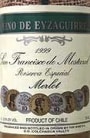 Vino de Eyzaguirre Merlot 1999 Front Label