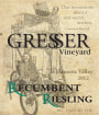 Gresser Vineyard Recumbent Riesling 2012 Front Label