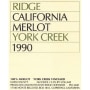 Ridge York Creek Merlot 1990 Front Label