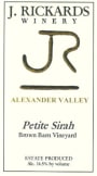 J. Rickards Winery Brown Barn Vines Petite Sirah 2008 Front Label