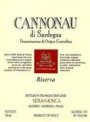 Sella & Mosca Cannonau Riserva 1998 Front Label