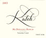 Kutch Wines McDougall Ranch Pinot Noir 2013 Front Label