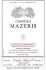 Chateau Mazeris Canon-Fronsac (half-bottle) 1998 Front Label