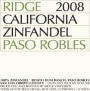 Ridge Paso Robles Zinfandel 2008 Front Label