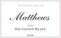 Matthews Winery Sauvignon Blanc 2013 Front Label