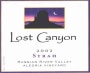Lost Canyon Winery Allegria Vineyard Syrah 2002 Front Label