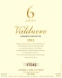 Valduero 6 Anos Reserva Premium 2001 Front Label