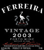 Ferreira Porto Vintage Port 2003 Front Label