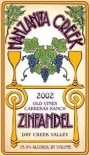 Manzanita Creek Winery Carreras Ranch Old Vine Zinfandel 2002 Front Label