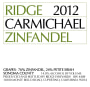 Ridge Carmichael Zinfandel 2012  Front Label