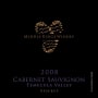 Middle Ridge Winery Reserve Cabernet Sauvignon 2008 Front Label