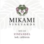 Mikami Vineyards Zinfandel 2012 Front Label