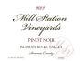Mill Station Vineyards Pinot Noir 2012 Front Label