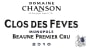 Chanson Pere & Fils Beaune Clos des Feves 2010 Front Label