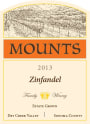 Mounts Family Winery Estate Grown Zinfandel 2013 Front Label