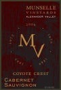 Munselle Vineyards MV Coyote Crest Cabernet Sauvignon 2010 Front Label