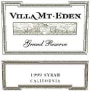 Villa Mt. Eden Grand Reserve Syrah 1999 Front Label