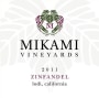 Mikami Vineyards Zinfandel 2011 Front Label