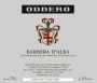 Oddero Barbera d'Alba 2012 Front Label