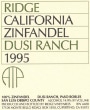 Ridge Dusi Ranch Zinfandel 1995 Front Label