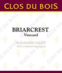 Clos du Bois Briarcrest Cabernet Sauvignon 1998 Front Label