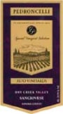 Pedroncelli Alto Vineyard Sangiovese 1999 Front Label