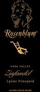 Rosenblum Cellars Lyons Vineyard Zinfandel 1999 Front Label