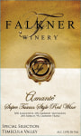 Falkner Winery Amante Super Tuscan Style Red 2012  Front Label