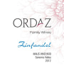 Ordaz Family Wines Maus Vineyard Zinfandel 2012 Front Label