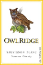 Owl Ridge Wines Sauvignon Blanc 2013 Front Label