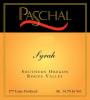 Paschal Winery Syrah 2014 Front Label