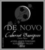 De Novo Wines aCure eSTATE Vineyard Cabernet Sauvignon 2011  Front Label